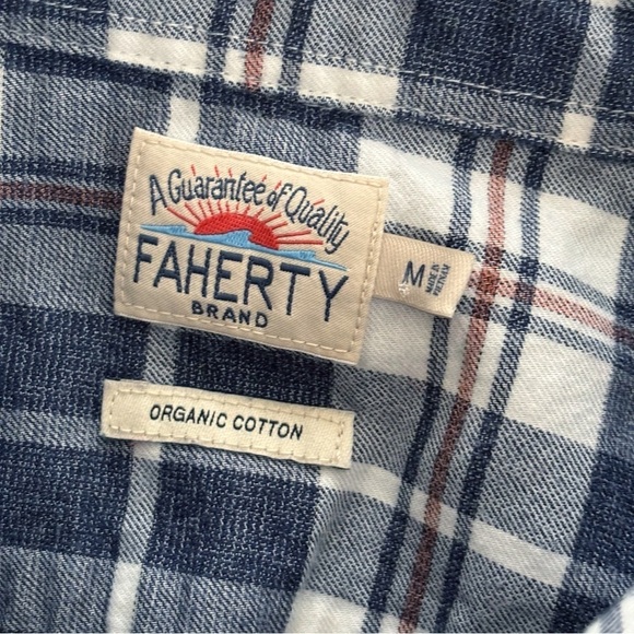 Faherty Featherweight Plaid Flannel Shirt Men's Medium Blue - Picture 5 of 8